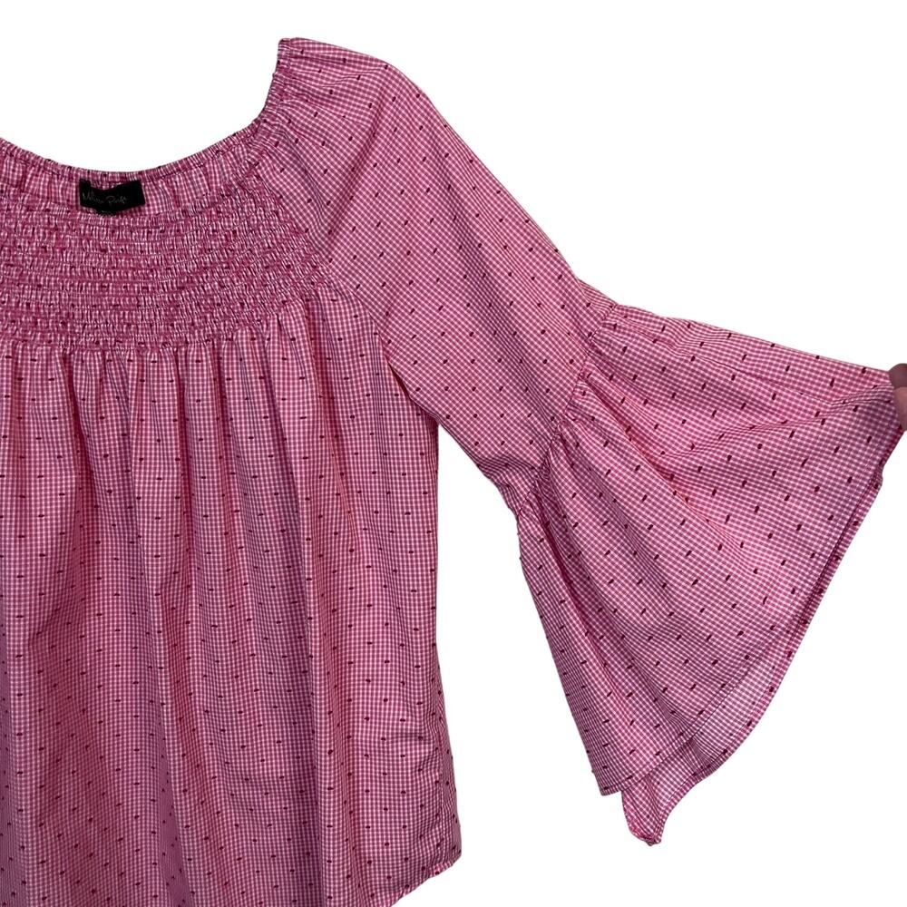 Melissa Paige Gingham Bell Sleeve Top - Picture 2 of 8